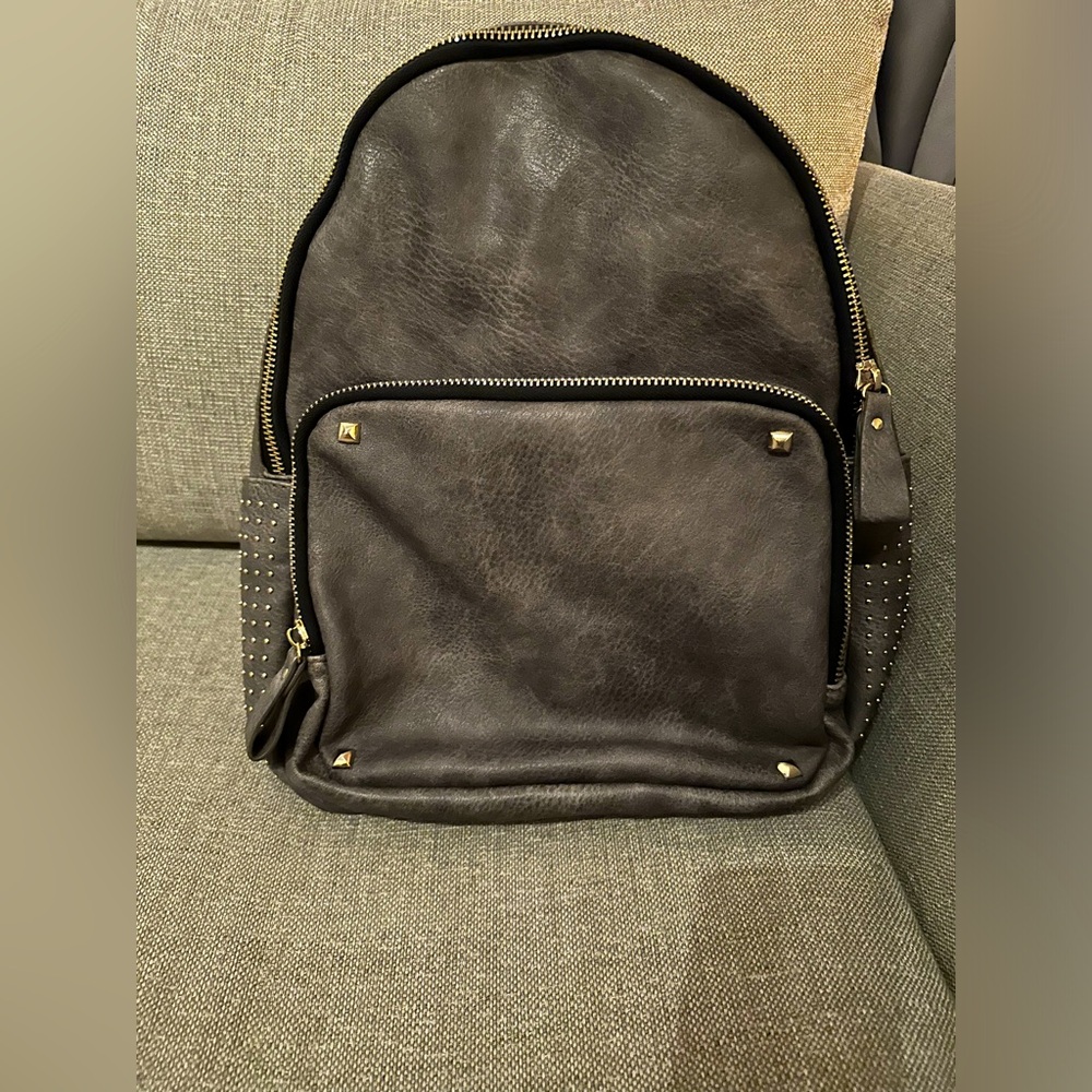 MMS Design  Vegan Leather Gray Backpack